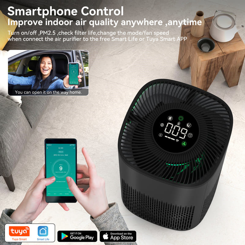Очиститель воздуха WiFi для рабочего стола HEPA с светодиодным трехцветным светом
